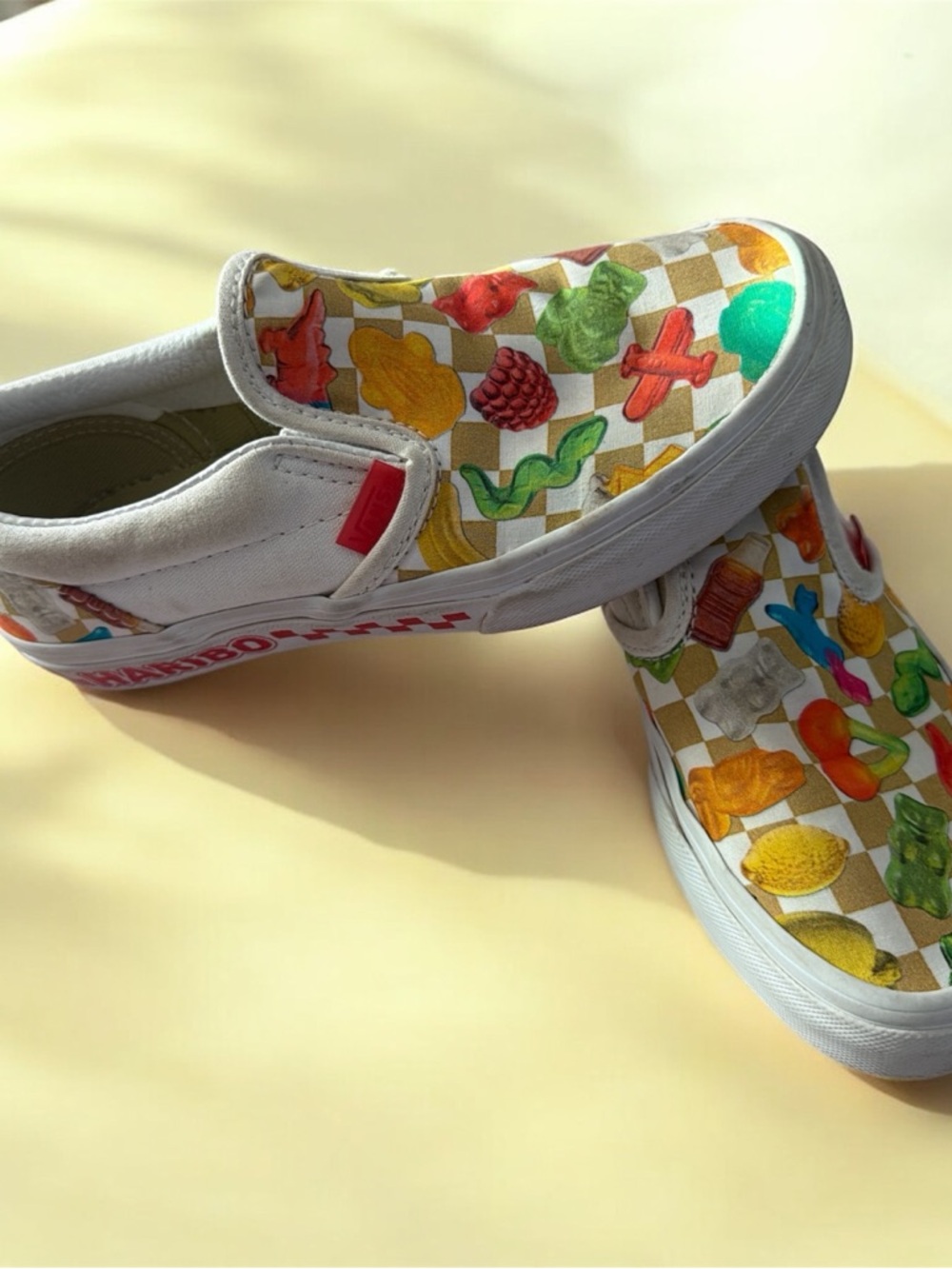 Vans Kids Slip-On Sneakers Haribo Yellow, Red, Green and Teal Candy Print
